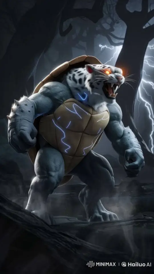 Hybrid Snow Leopard-Tortoise Creature in Mysterious Forest – AI Generated Video | Hailuo AI