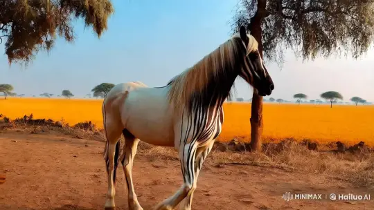 Kathiawari Horse in Gujarat's Golden Landscape – AI Generated Video | Hailuo AI
