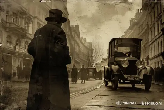 Victorian London: Moriarty Followed by Futuristic Figure – AI Generated Video | Hailuo AI