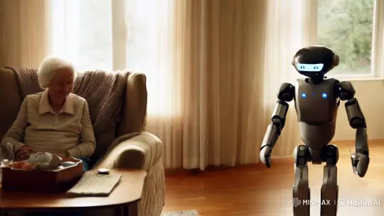 Elderly Care: Personal Assistance Robot in Comfortable Home – AI Generated Video | Hailuo AI