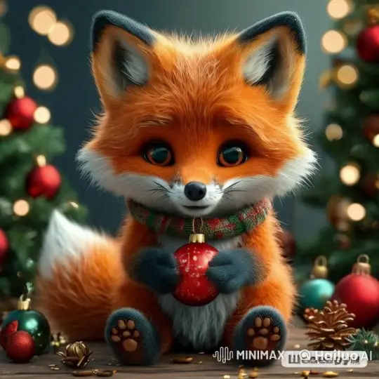 Festive Fox Showcases Christmas Ornaments in Live2D Animation – AI Generated Video | Hailuo AI