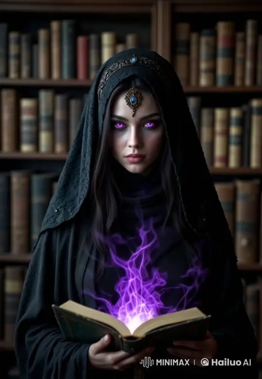 Mysterious Enchantress in Live2D Library Setting – AI Generated Video | Hailuo AI