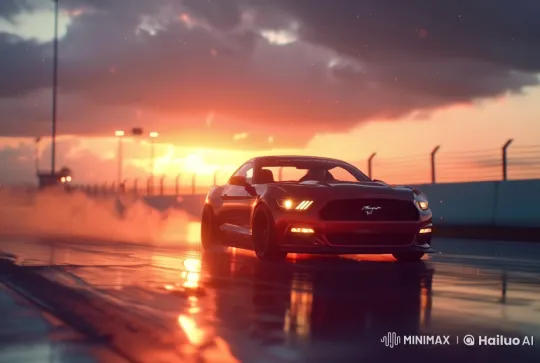 Sunset Race Track: Sports Car in Live2D Animation – AI Generated Video | Hailuo AI