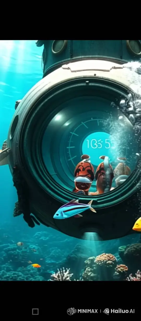 Live2D Underwater Adventure: Clownfish in High-Speed Submarine – AI Generated Video | Hailuo AI