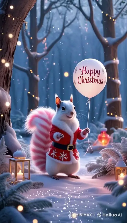 Festive Squirrel in Enchanted Winter Forest – AI Generated Video | Hailuo AI
