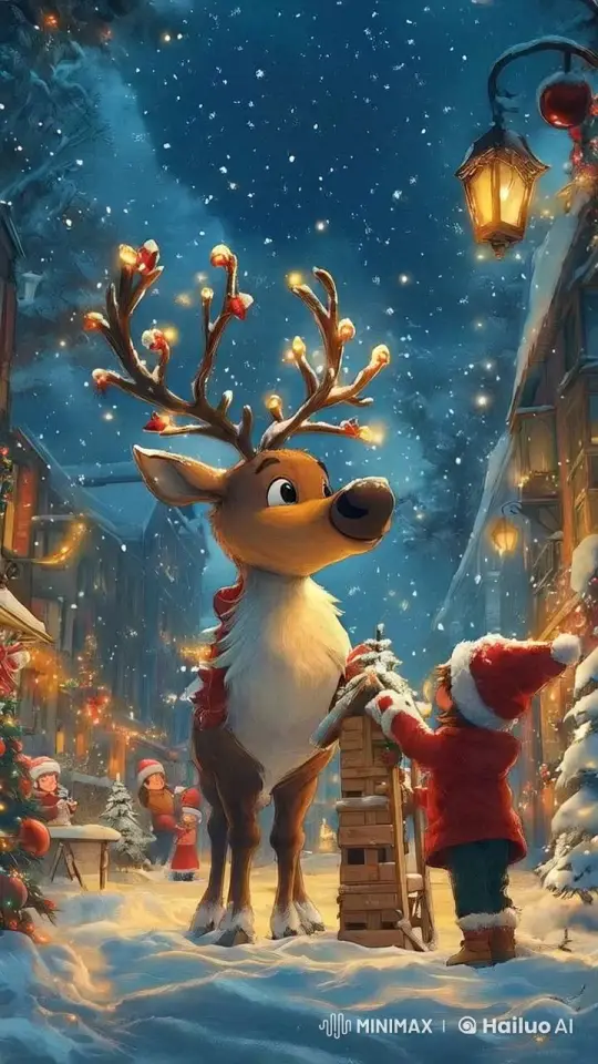 Festive Street Illuminates Winter Night – AI Generated Video | Hailuo AI