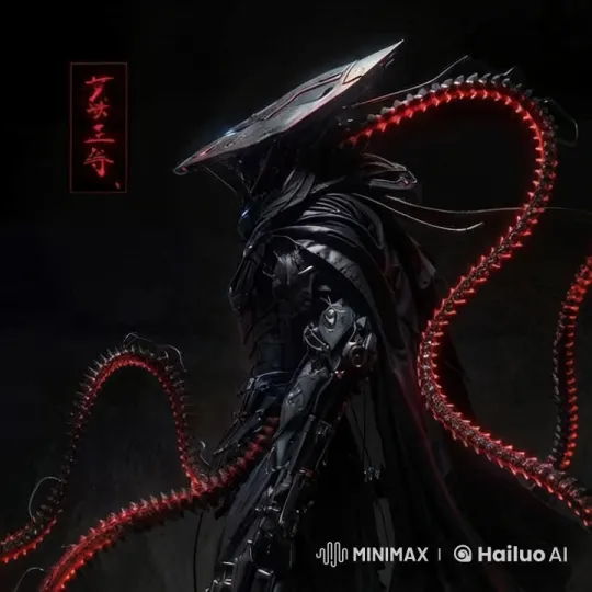 Samurai with Mechanical Tentacles in Dark Scene – AI Generated Video | Hailuo AI