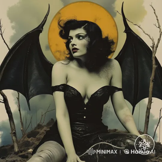 Darkly Alluring Woman with Heart Sign Amidst Desolation – AI Generated Video | Hailuo AI