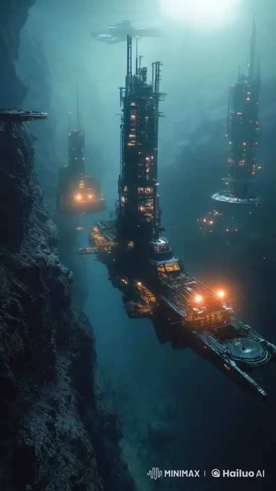 Underwater Base: Advanced City of Light Beneath the Sea – AI Generated Video | Hailuo AI