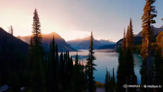 Tranquil Mountain Lake Reflects Sunrise's Beauty – AI Generated Video | Hailuo AI