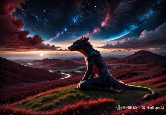 Anthropomorphic Wolf in Majestic Twilight Landscape – AI Generated Video | Hailuo AI
