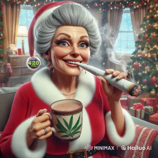 Elderly Woman Enjoys Cannabis in Festive Living Room – AI Generated Video | Hailuo AI