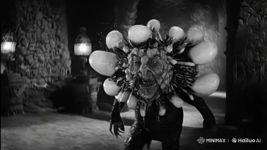 Monstrous Figure with Explosive Features in 50s Horror Film – AI Generated Video | Hailuo AI