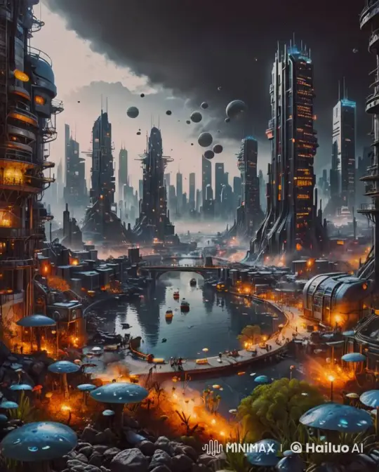 Futuristic Cityscape: Bustling Metropolis with Sci-Fi Flair – AI Generated Video | Hailuo AI