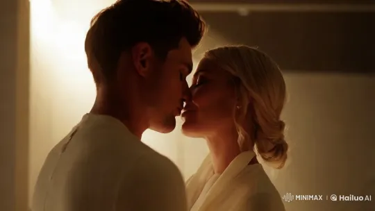 Intimate Couple Embrace in Golden-Toned Slow Motion – AI Generated Video | Hailuo AI