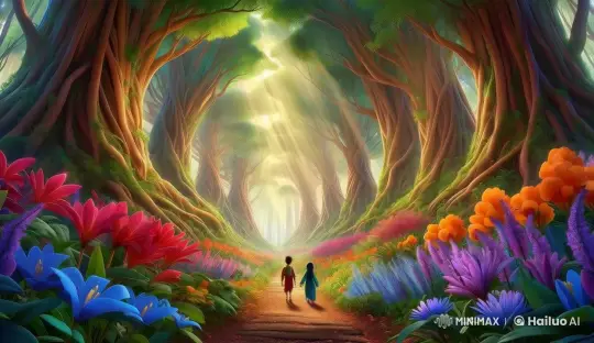 Magical Forest Walk: Animated Couple's Enchanting Journey – AI Generated Video | Hailuo AI