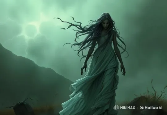 Misty Landscape with Spectral Figure Zona – AI Generated Video | Hailuo AI