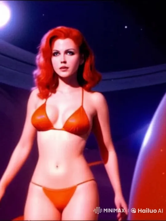 Vibrant Red-haired Girl Dances in Futuristic Setting – AI Generated Video | Hailuo AI