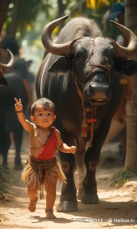 Filipino Warrior Baby and Carabao in Live2D Animation – AI Generated Video | Hailuo AI