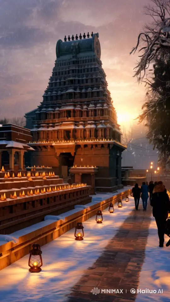 Winter's Embrace: Ancient Temple in Snowy Serenity – AI Generated Video | Hailuo AI