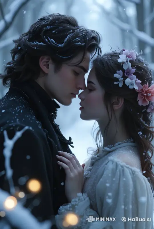 Young Couple's Romantic Kiss in Snowy Forest – AI Generated Video | Hailuo AI