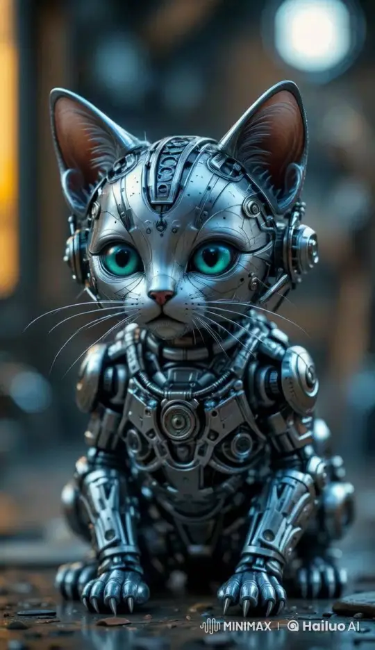 Futuristic Robotic Cat Showcases Lifelike Design – AI Generated Video | Hailuo AI