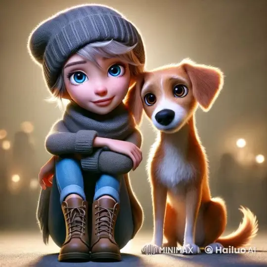 Girl and Her Dog Share a Cozy, Loving Moment – AI Generated Video | Hailuo AI