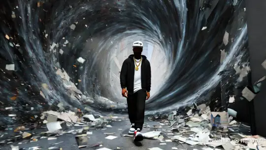 Rapper Walks Through Hyper-Realistic Cyclone Portal in Urban Alley – AI Generated Video | Hailuo AI