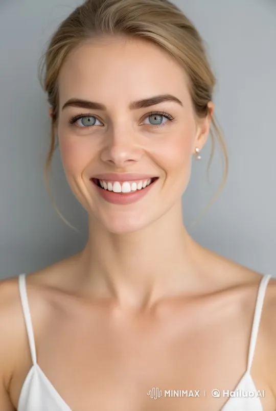 Live2D Video of a Smiling Blonde Woman Posing Gracefully – AI Generated Video | Hailuo AI