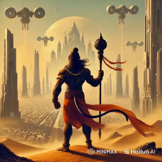 Mystical Figure Stands Amidst Futuristic Cityscape – AI Generated Video | Hailuo AI