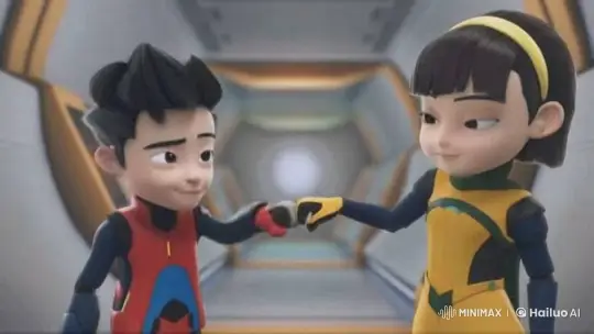Futuristic Animated Characters Share Affectionate Moment – AI Generated Video | Hailuo AI