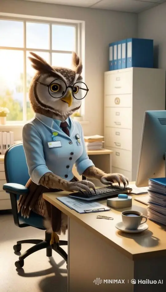 Animated Owl Administers Hospital with Precision – AI Generated Video | Hailuo AI