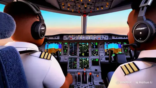 African-Inspired Animation: Pilots in a Poetic Cockpit Scene – AI Generated Video | Hailuo AI