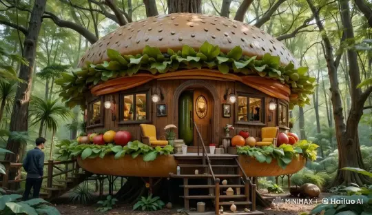 Burger-Style Treehouse in Enchanting Forest – AI Generated Video | Hailuo AI
