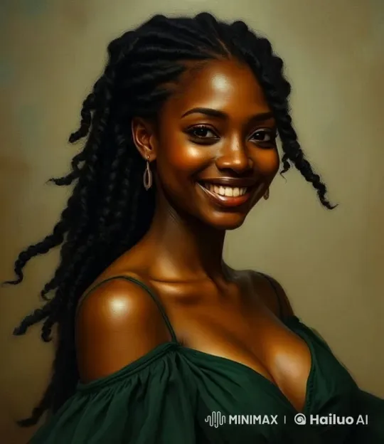 Woman with Braided Hair Poses Joyfully – AI Generated Video | Hailuo AI