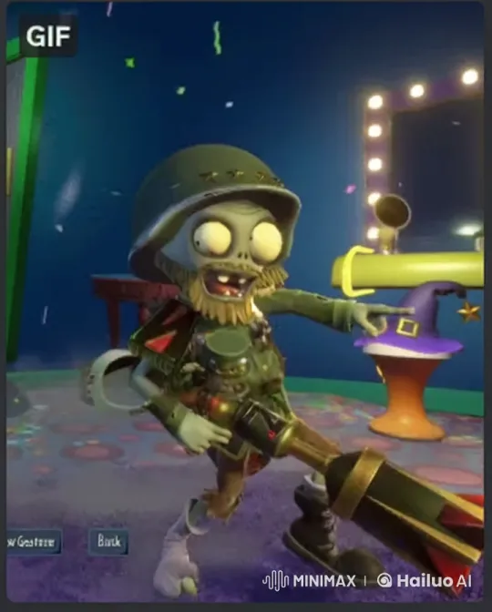 Comedic Zombie Soldier in Festive Setting – AI Generated Video | Hailuo AI