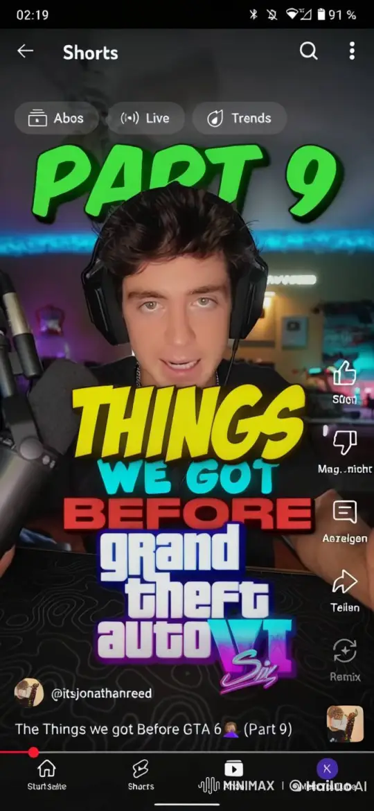 Young YouTuber Discusses Grand Theft Auto VI Delay – AI Generated Video | Hailuo AI