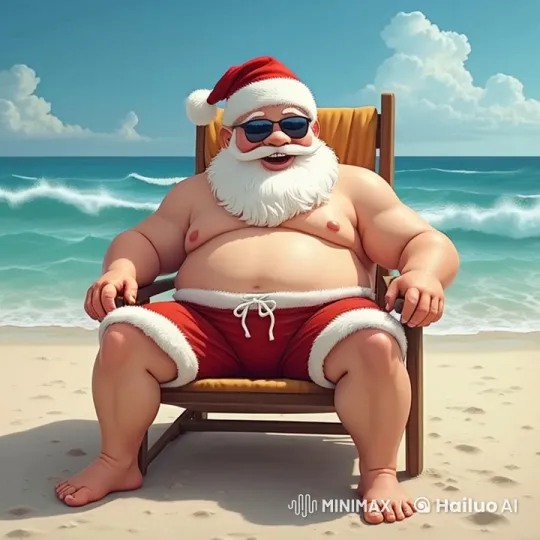 Santa Relaxing on a Beach in Live2D Animation – AI Generated Video | Hailuo AI