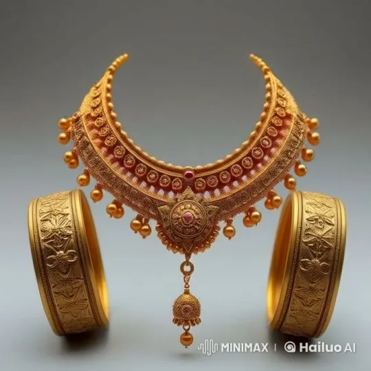 360-Degree Live2D Render of Kerala Jewelry Set – AI Generated Video | Hailuo AI