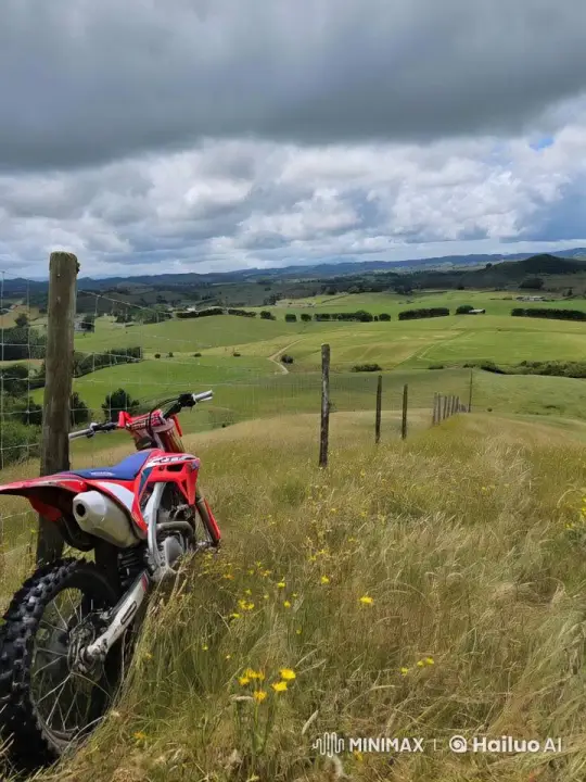 Dirt Bike Explodes in Peaceful Countryside Setting – AI Generated Video | Hailuo AI
