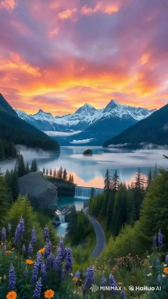 Mountain Lake Sunrise: Serene Beauty and Natural Wonders – AI Generated Video | Hailuo AI