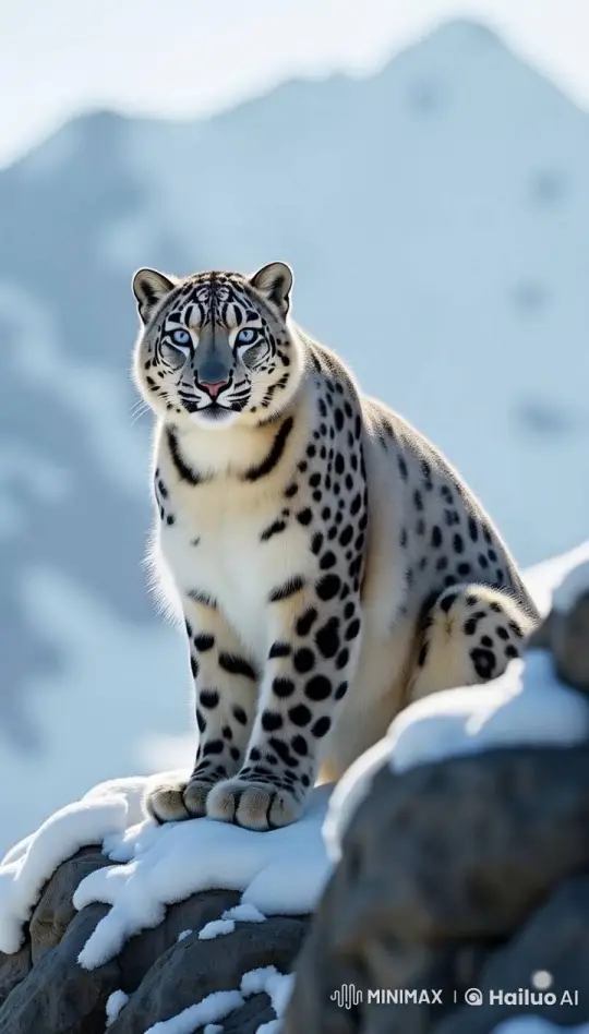 Snow Leopard on Himalayan Outcrop – AI Generated Video | Hailuo AI