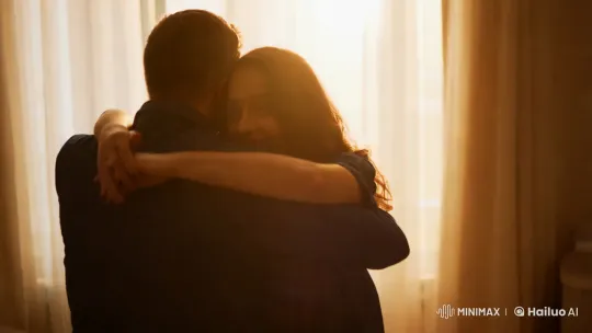 Embrace: Intimate Silhouette in Golden Light – AI Generated Video | Hailuo AI