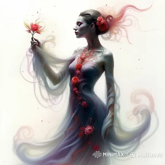 Ethereal Woman with Ascending Flower Petals – AI Generated Video | Hailuo AI