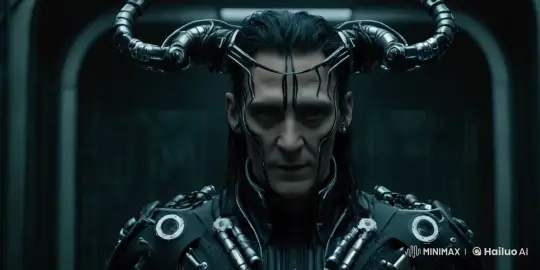 Futuristic Cyborg in Mysterious Metallic Corridor – AI Generated Video | Hailuo AI