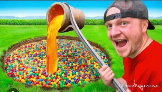 Man 'Survives' Lava Flow Over Red Shirt for Comedy – AI Generated Video | Hailuo AI