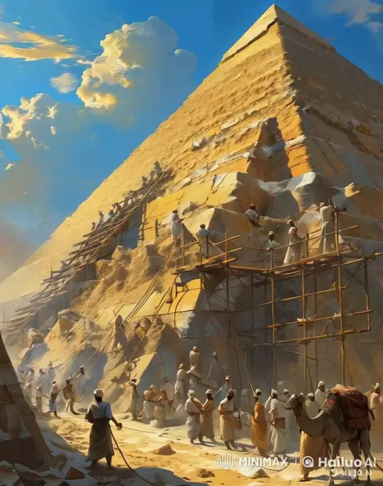 Workers Construct Massive Pyramid in Realistic Historical Scene – AI Generated Video | Hailuo AI