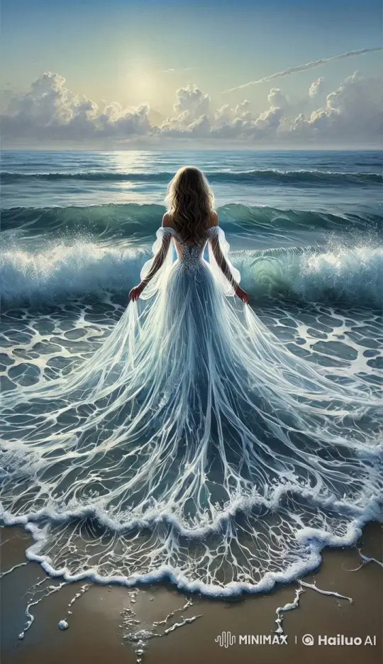 Woman Merges with Sea in Enchanting Dance – AI Generated Video | Hailuo AI
