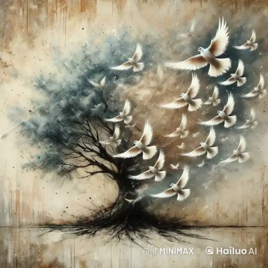 Ethereal Tree and Graceful Doves in Serene Flight – AI Generated Video | Hailuo AI