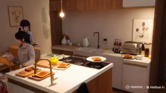 Anime Girl Prepares French Toast in Cozy Kitchen – AI Generated Video | Hailuo AI